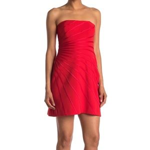 Halston Heritage Red Strapless Dress, New NWT